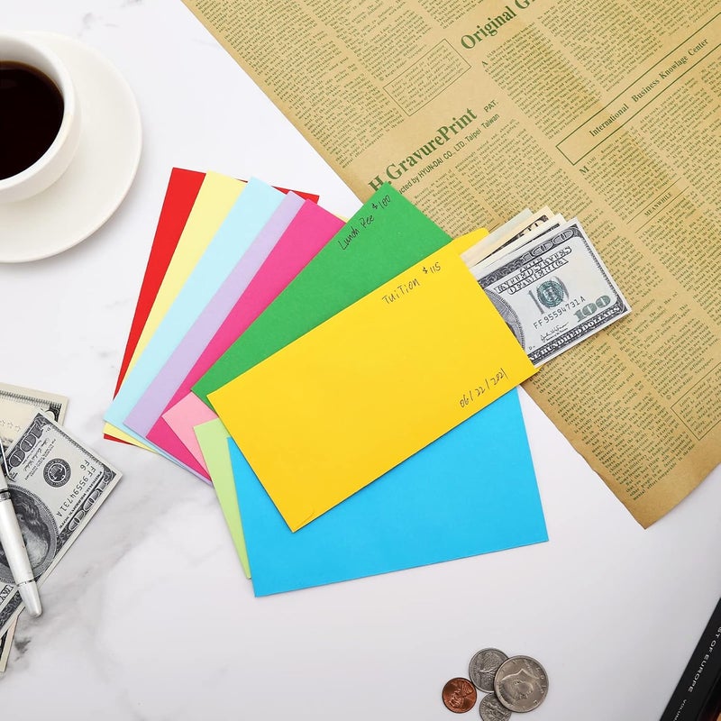 Keketer 100 Pack Colorful Cash Envelopes 6.7x3.5 Fit for 100 Envelope Money Saving Challenge, 120 GSM Thick Money Envelopes for Cash, Budgeting, Check, Coin, Tickets, Jewelry, small items & collectables - Image 5